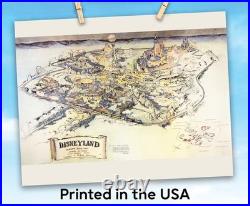 Disneyland Anaheim California 1954 Vintage Schematic Aerial Map Theme Park Art