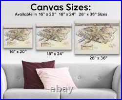 Disneyland Anaheim California 1954 Vintage Schematic Aerial Map Theme Park Art