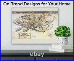 Disneyland Anaheim California 1954 Vintage Schematic Aerial Map Theme Park Art