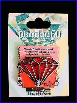 Disneyland Diamond Pin Set 60th Anniversary Celebration Complete Set Of 7 Pins