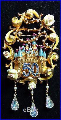 Disneyland Disney 50th very Rare Cast Character Castle Large Pin Belle