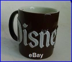 Disneyland Disney Theme Parks. Coffee Cup/mug Raised Letters Dark Brown Large