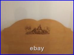 Disneyland Hotel King Size Wooden Bed etched burnished castle RARE