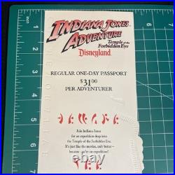 Disneyland Indiana Jones Temple Of The Forbidden Eye Commemorative Ticket New