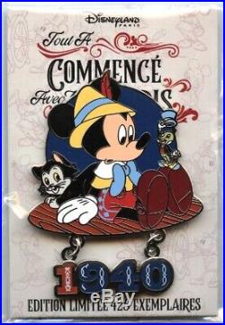 Disneyland Paris It All Started with a Mouse Pinocchio & Figaro Pin