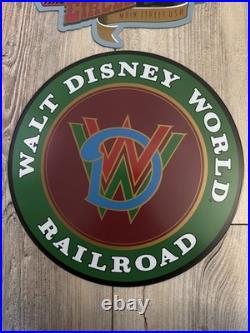 Disneyland Sign Lot All Aboard Railroad Train 2 Tin Signs Disney Theme Park