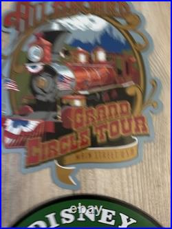 Disneyland Sign Lot All Aboard Railroad Train 2 Tin Signs Disney Theme Park