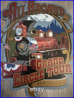 Disneyland Sign Lot All Aboard Railroad Train 2 Tin Signs Disney Theme Park