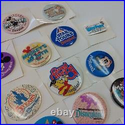 Disneyland and Disneyworld Collection of 37 Vintage 3 Button Pin Backs 1980s