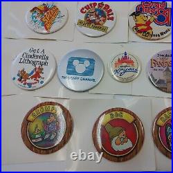 Disneyland and Disneyworld Collection of 37 Vintage 3 Button Pin Backs 1980s