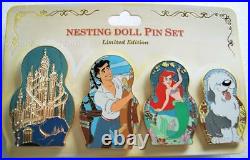 Dssh Dsf Disney Nesting Dolls Little Mermaid Ariel Eric Max Castle Pin Set Le300