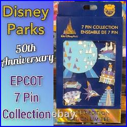 EPCOT & Hollywood Studios Box Pin Sets 2022 Walt Disney World 50th Anniversary