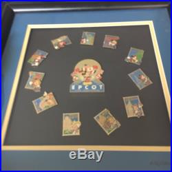 FRAMED SET Disney Epcot 15th Anniversary Pins Limited edition COA