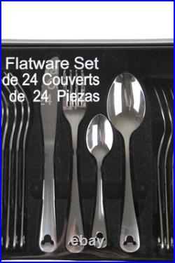 Flatware Set 24 Piece Mickey Icon Disney Theme Park Exclusive Silver