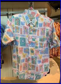 Large Disney Parks WDW RSVLTS Theme Park Characters Button Up Shirt NWT