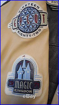 Men's Leather Jacket Coat Size 3XL Walt Disney World with Theme Park Patches
