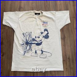Mickey Mouse Shirt Disney T Shirt Size L-XL Single Stitch Tan Rare 90's