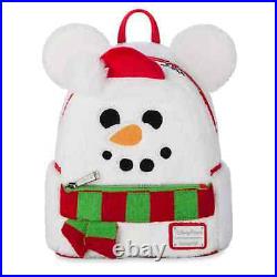 Mickey Mouse Snowman Holiday Theme Park Loungefly Mini Backpack Christmas