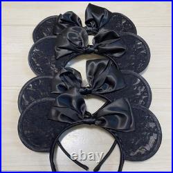 Minnie Mouse Lace Headband Set of 4 Black Ribbon Disney Used Minnie Mouse Lace Headband Set of 4 Black Ribbon Disney Used