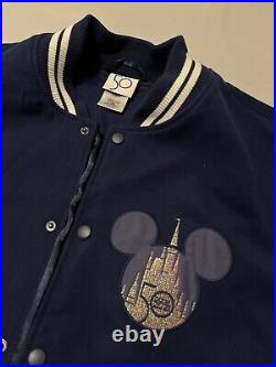 NEW 2021 Disney Parks Walt Disney World 50th Day Of Letterman Jacket Coat XL