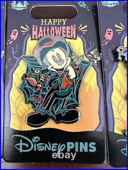 NEW 2023 Disney Parks Halloween Blacklight Pumpkin Mickey Minnie Mouse Pin Set