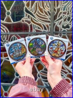 NEW Disneyland 2026 Anniversary Stained Glass Pins Set of 3 Limited Edition