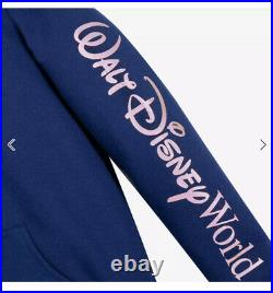 NEW Walt Disney World WDW 50th Anniversary Navy Hoodie Shimmer Zip Up LARGE