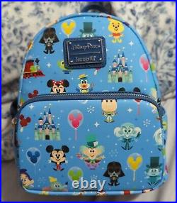 NWT 2022 Disney Parks Characters Chibi Loungefly Mini Backpack & Ears combo new