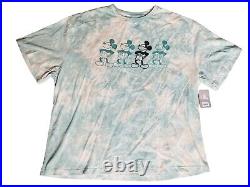 New Walt Disney Mickey Mouse T Shirt Blue Tie Dye Embroidery XL Men Tags