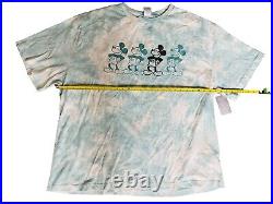 New Walt Disney Mickey Mouse T Shirt Blue Tie Dye Embroidery XL Men Tags
