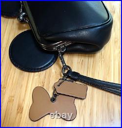 Nwot DISNEY X COACH Black Leather CLUTCH / WRISTLET purse MINNIE MOUSE THEME
