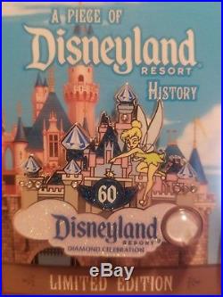 Piece of Disneyland History Pin 60th Anniversary Castle Tinker Bell LE 2000 2018