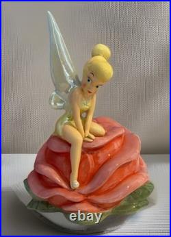 RARE Disney World Theme Park Tinkerbell On Rose Ceramic 20 Cookie Jar
