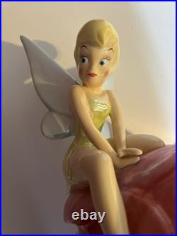 RARE Disney World Theme Park Tinkerbell On Rose Ceramic 20 Cookie Jar