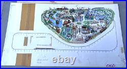 RARE Disneyland Original Theme Park Map Painting Art Disney Vacationland 1962