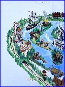 RARE Disneyland Original Theme Park Map Painting Art Disney Vacationland 1962