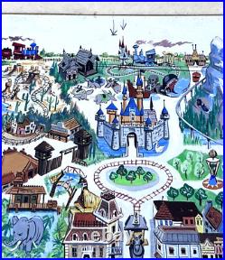 RARE Disneyland Original Theme Park Map Painting Art Disney Vacationland 1962