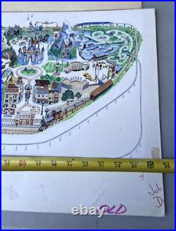 RARE Disneyland Original Theme Park Map Painting Art Disney Vacationland 1962