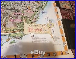 RARE ROLLED 1958C Walt Disney's DISNEYLAND USA MAP Theme Park Souvenir30 X 45