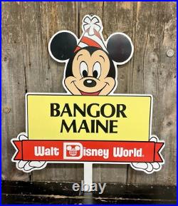 RARE Vintage Mickey Mouse Walt Disney World Theme Park Parade Bangor Maine Sign