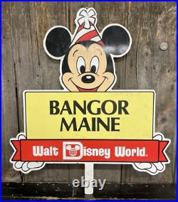 RARE Vintage Mickey Mouse Walt Disney World Theme Park Parade Bangor Maine Sign