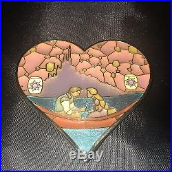 Rapunzel and Flynn Rider Disney Fantasy Stained Glass Heart Pin LE /75 Lantern
