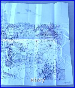 Rare Disney Disneyland Theme Park Map Rough Sketch Drawing Production Copy