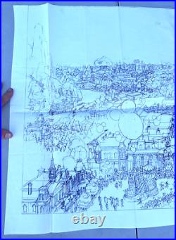Rare Disney Disneyland Theme Park Map Rough Sketch Drawing Production Copy