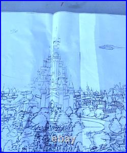 Rare Disney Disneyland Theme Park Map Rough Sketch Drawing Production Copy