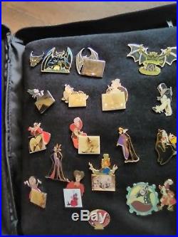 Rare Disney Villains Embroidered Pin Collecting Bag with Pins