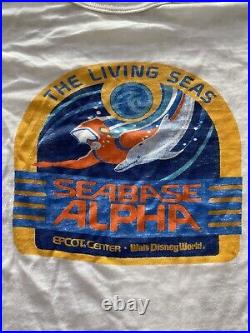 Rare VTG DISNEY Epcot Center The Living Seas Seabase Alpha T Shirt 80s 90s SZ XL