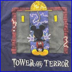 Rare Vintage DISNEY The Twilight Zone Tower of Terror Mickey Mouse T Shirt 90s L