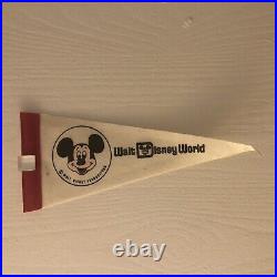 Rare Vintage Mickey Mouse Walt Disney World Theme Park Pennant HTF 9 Inch