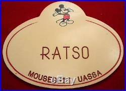 Rare Vintage Ratso Walt Disney World Nametag Cast Member Name Tag Mickey Mouse